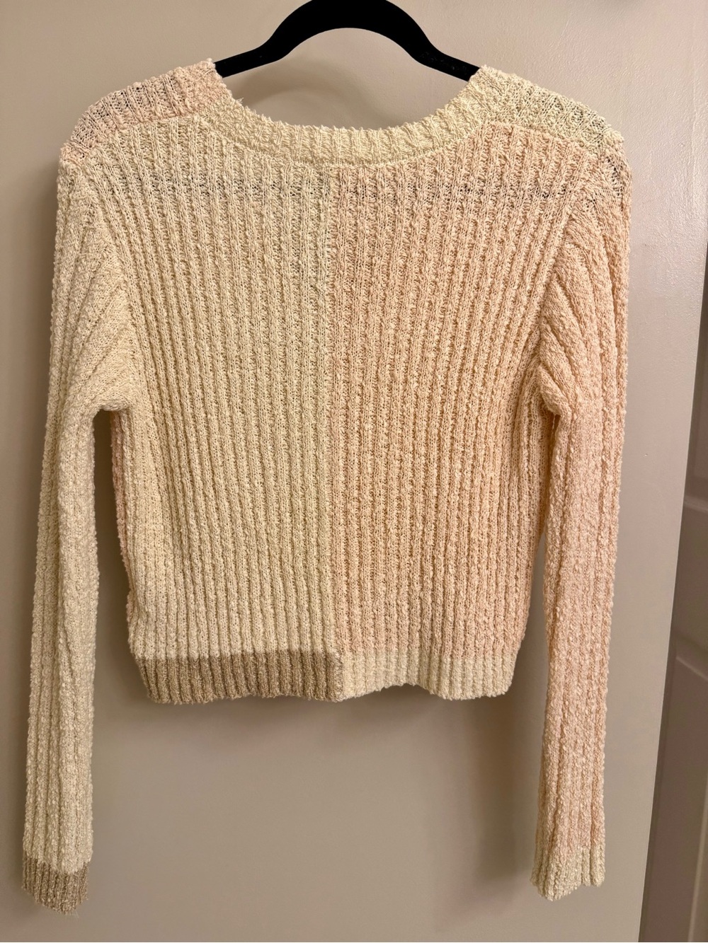 NWT Hem & Thread Cream Ribbed Cropped Button-Front Cardigan - Picture 3 of 3
